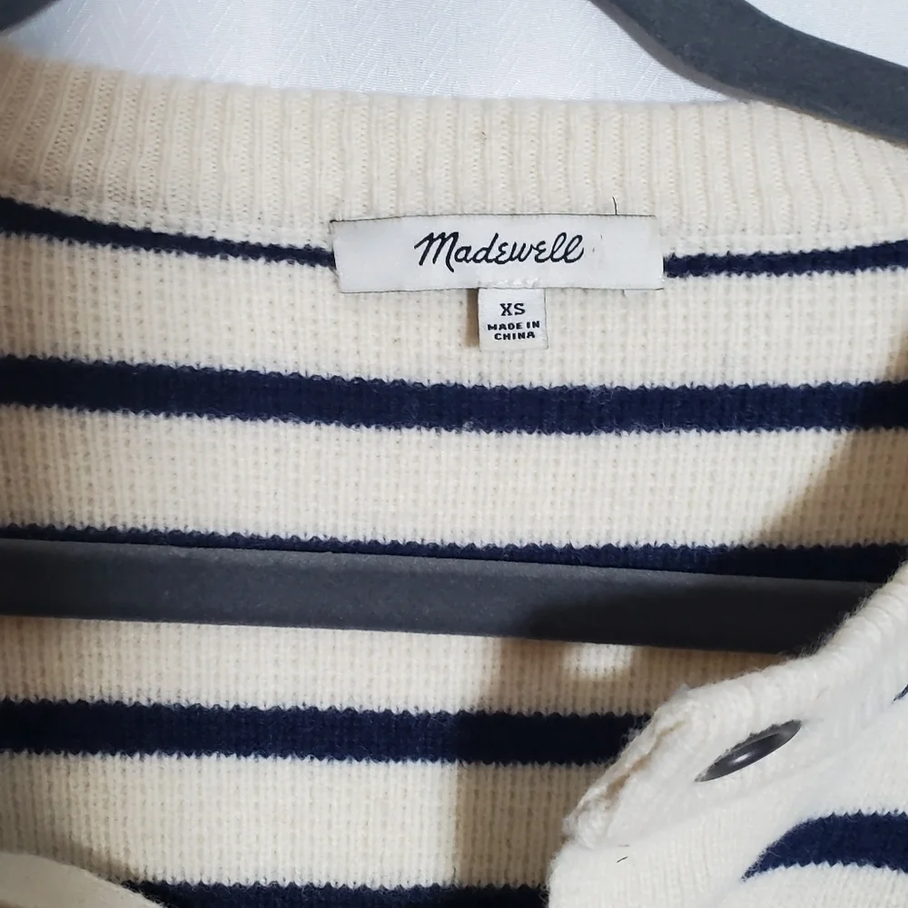 Madewell Merino Wool Lace-Up Striped Cropped Sweater - Picture 6 of 7